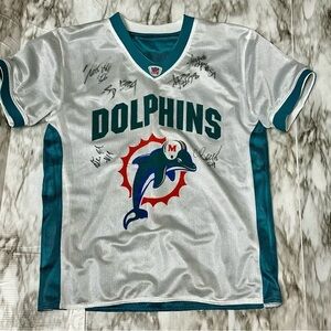 NFL Miami Dolphins Flag Football Reversible Jersey Multiple Signatures Fan Fav